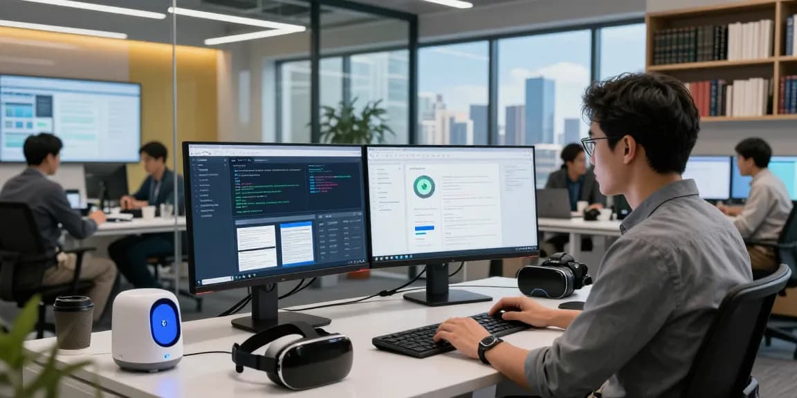 Detect fake pdf with AI technology in a modern workspace featuring data analysts and advanced software tools.