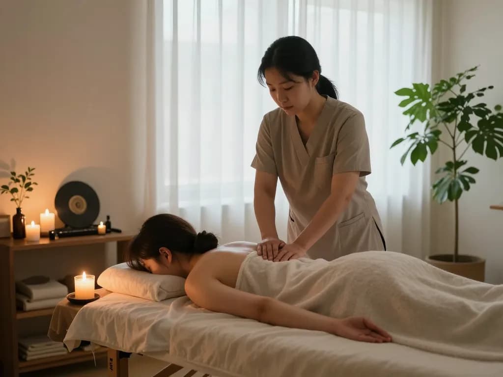 편안한 스튜디오에서 Relaxing 논현동마사지를 제공하는 전문 치료사.