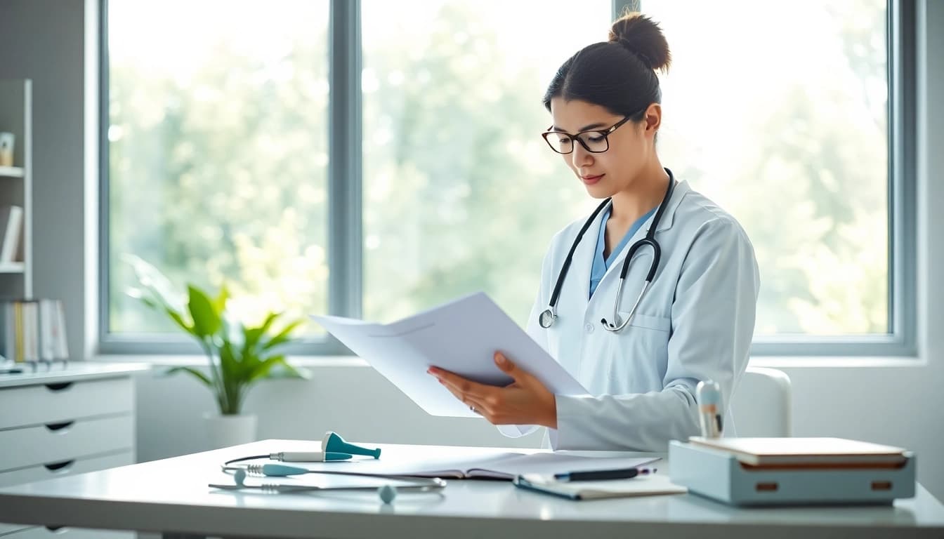 Evaluate 888new medical charts in a bright clinic setting