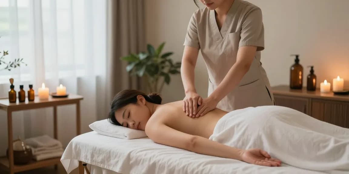 스웨디시 마사지 중인 전문가와 편안한 고객의 모습