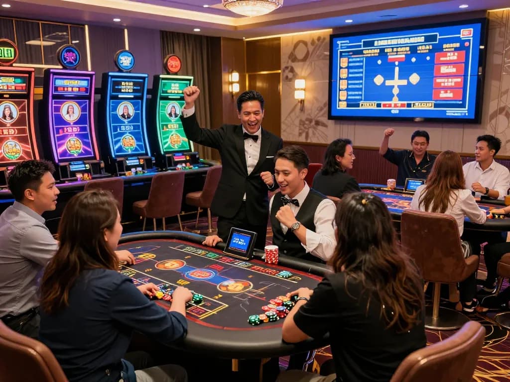 Live casino gaming experience at https://bong99.pro/ with players engaging at tables, professional dealers, and vibrant atmosphere
