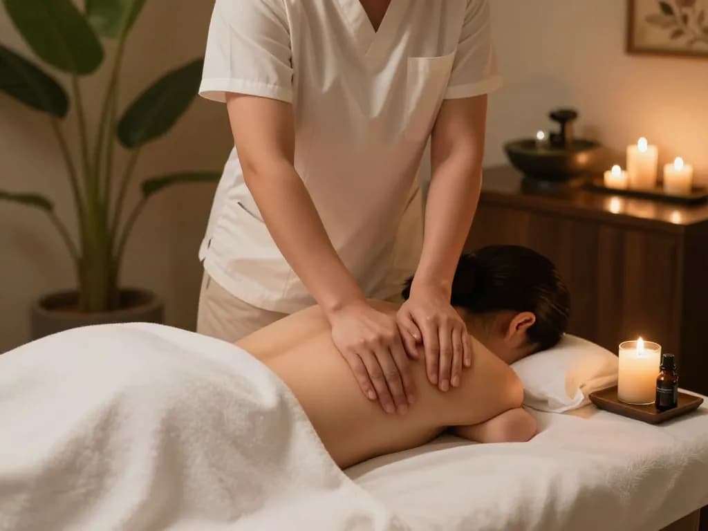 Relaxing 삼성동마사지 therapy session in a tranquil spa setting.