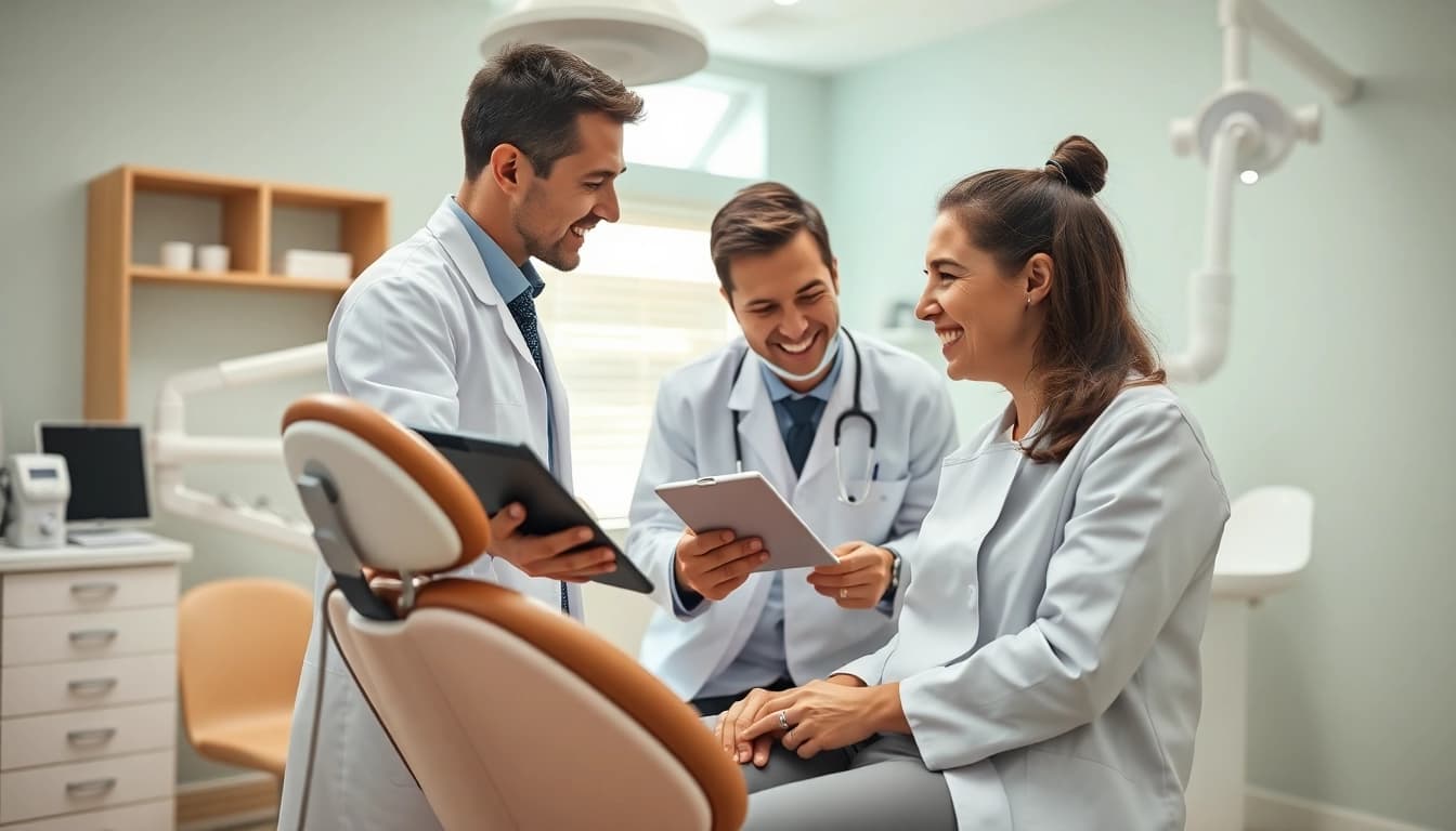 Experienced north edmonton orthodontist conducting a patient consultation in a bright, modern clinic.