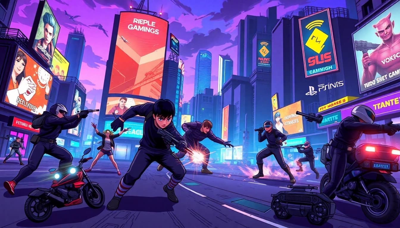 Exciting new game releases 2026 featuring dynamic characters in a vibrant city.