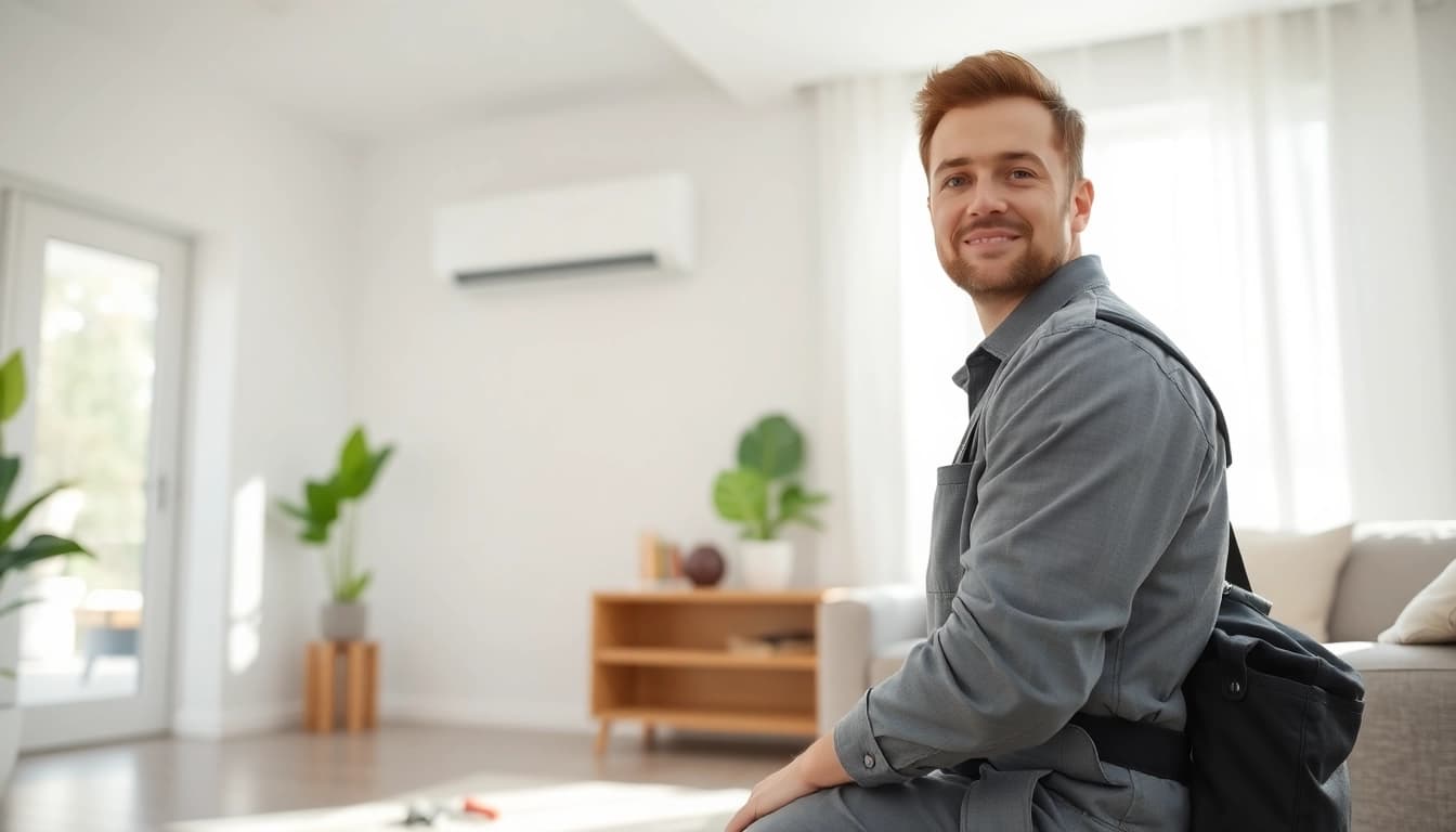 Expert technician providing hvac services minneapolis in a modern home, showcasing professional maintenance.