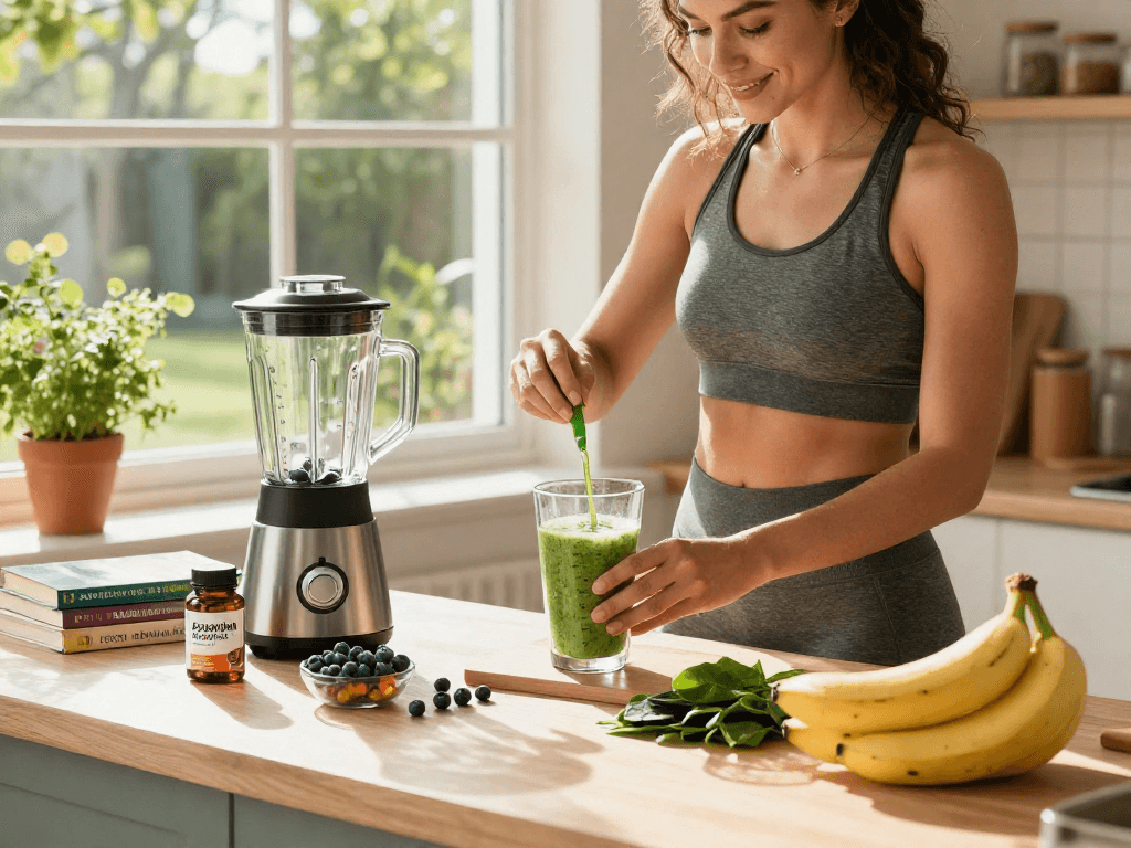 Enhance vitality with astaxanthin softgels in a bright kitchen.