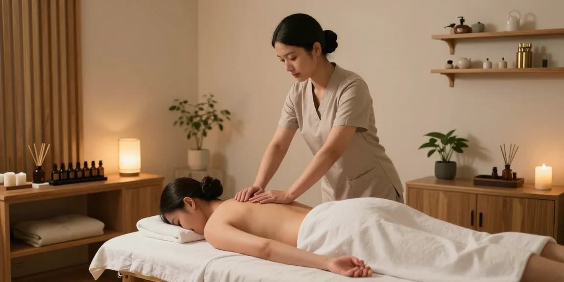 마사지 치료를 받는 편안한 환경의 스웨디시 마사지 모습