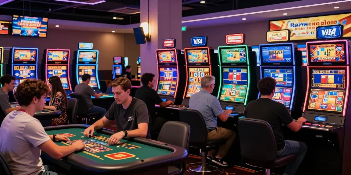 Players experiencing new casinos with credit card deposits at a vibrant online casino, engaging with live dealer games.