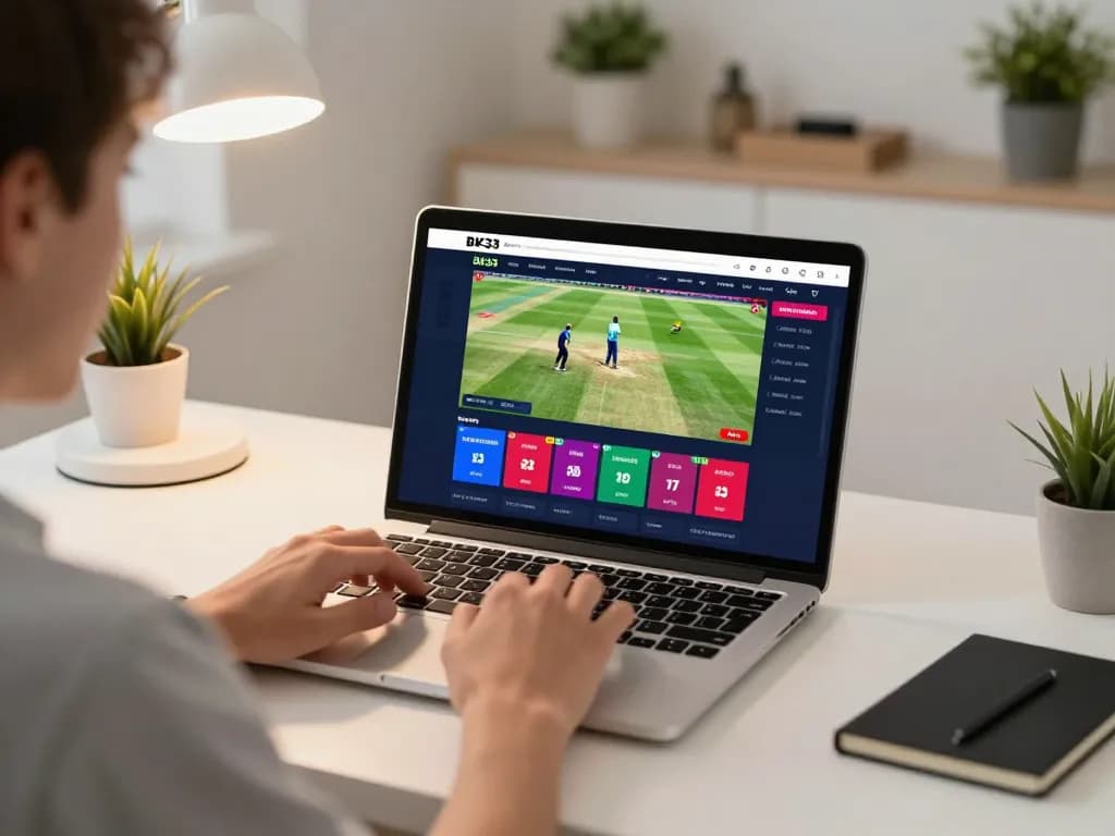 Experience thrilling cricket betting on BK33’s engaging online platform in a cozy home setting.