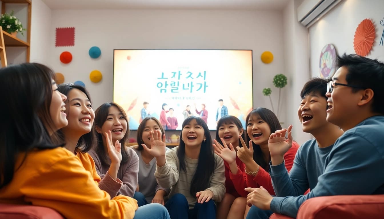 위키티비를 시청하며 즐거워하는 친구들의 화기애애한 모습