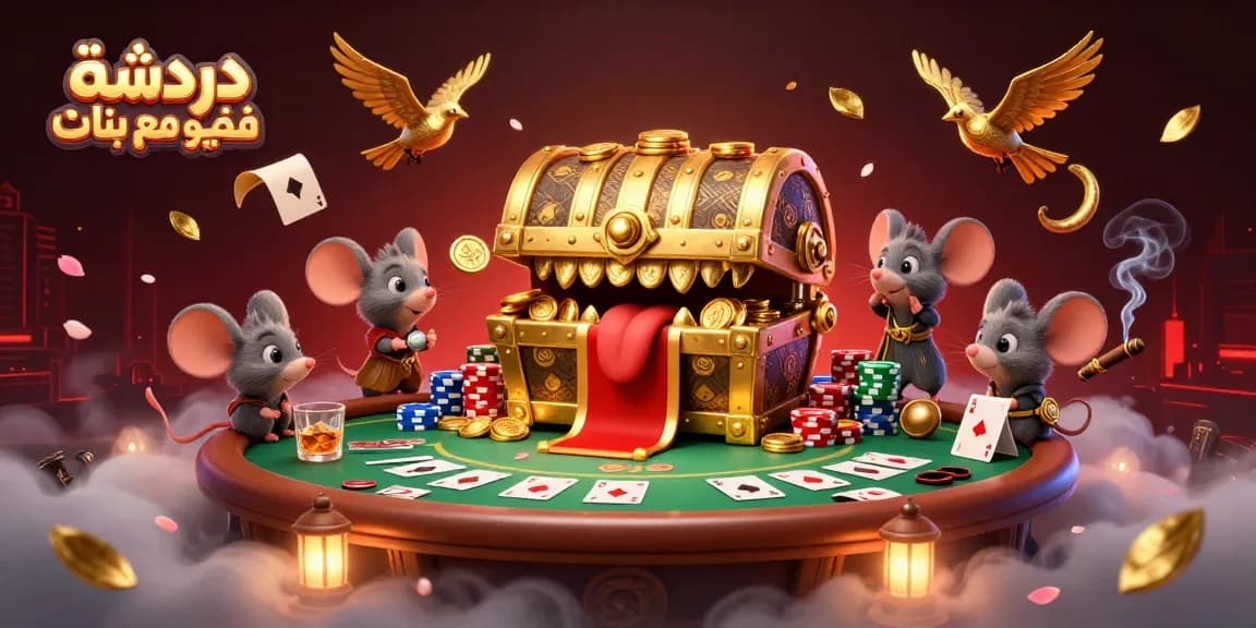 Engage in دردشة فيديو مع بنات while winning at poker with vibrant cash-filled scenes and animated elements.