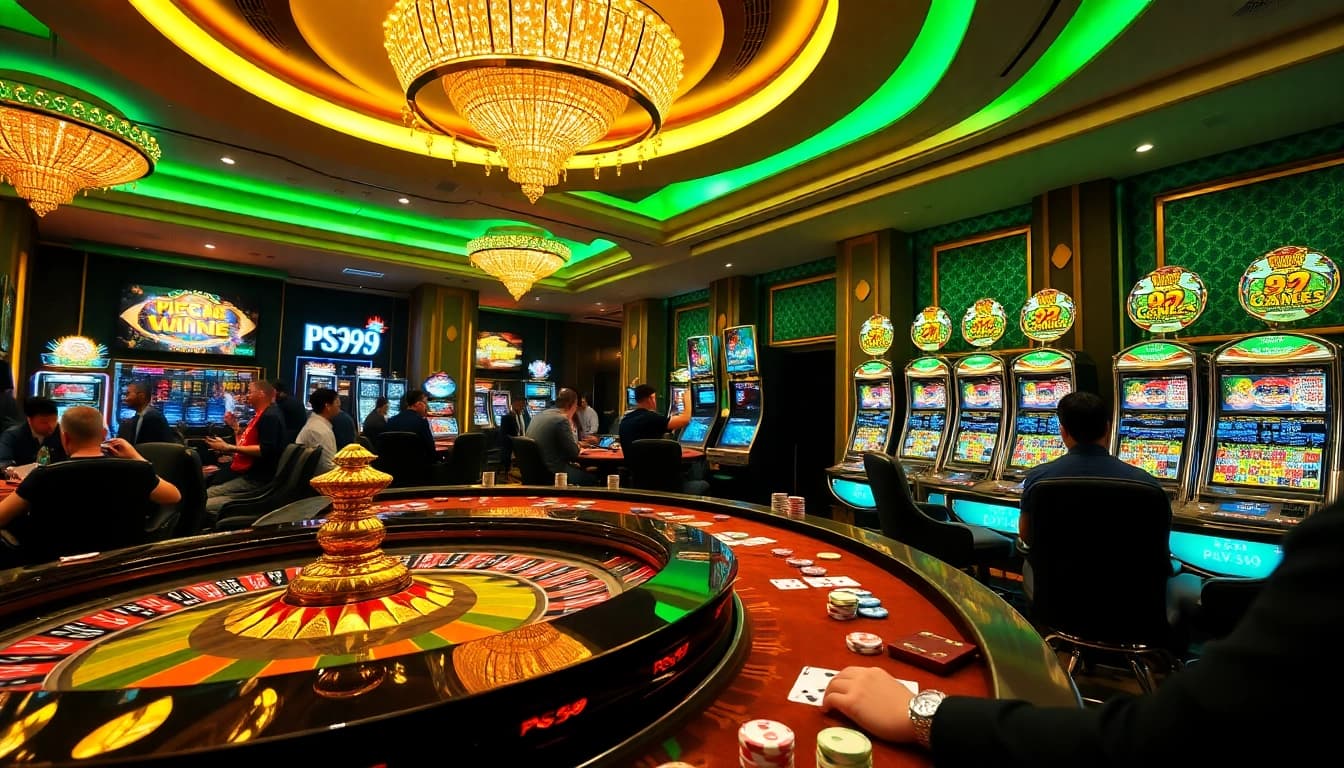 Engage in exciting games at PS99 COM with a vibrant casino atmosphere featuring roulette and poker.