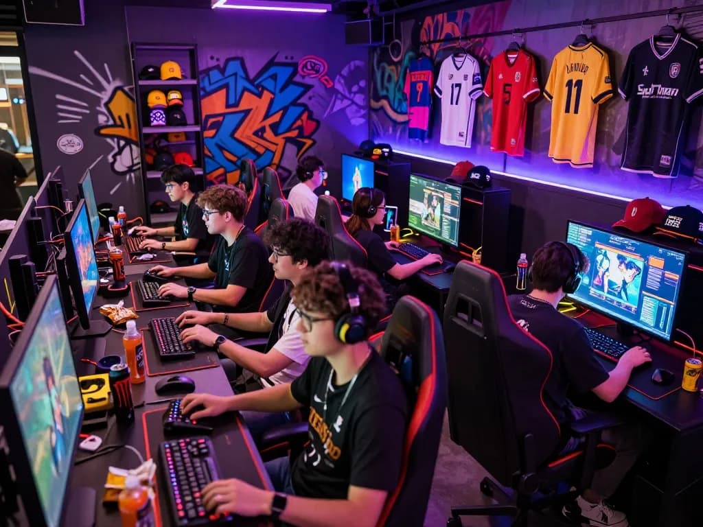 Engaging gaming community scene showcasing ligasedayu merchandise and interactive gameplay.