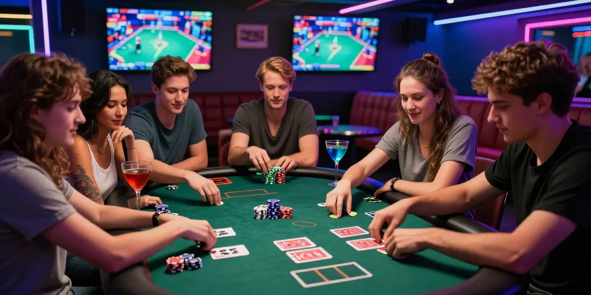 Gathering around a poker table enjoying rokok88 link alternatif in a lively gaming lounge