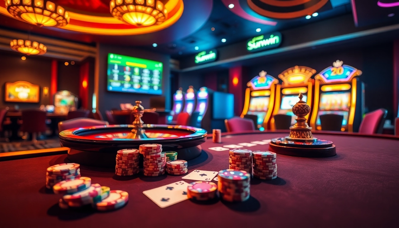Engage in thrilling gameplay with sunwin poker chips on a luxurious casino table, embracing the casino experience.