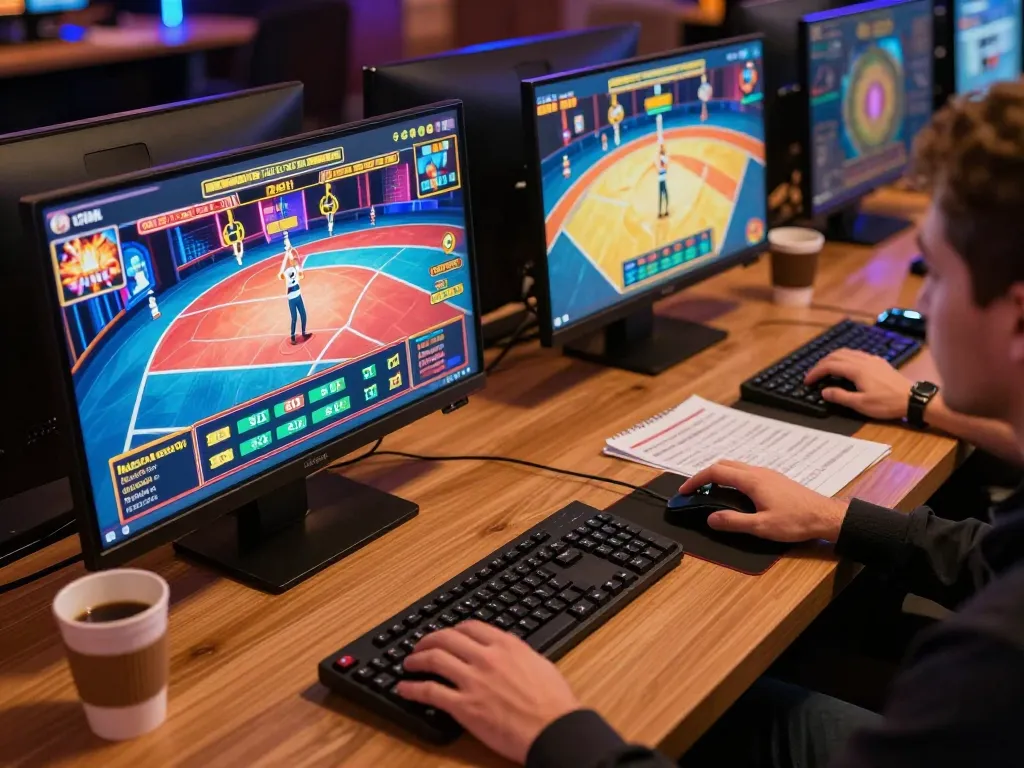 Player engaged in an exciting online casino experience at 8live, with multiple screens showcasing live dealer gaming.