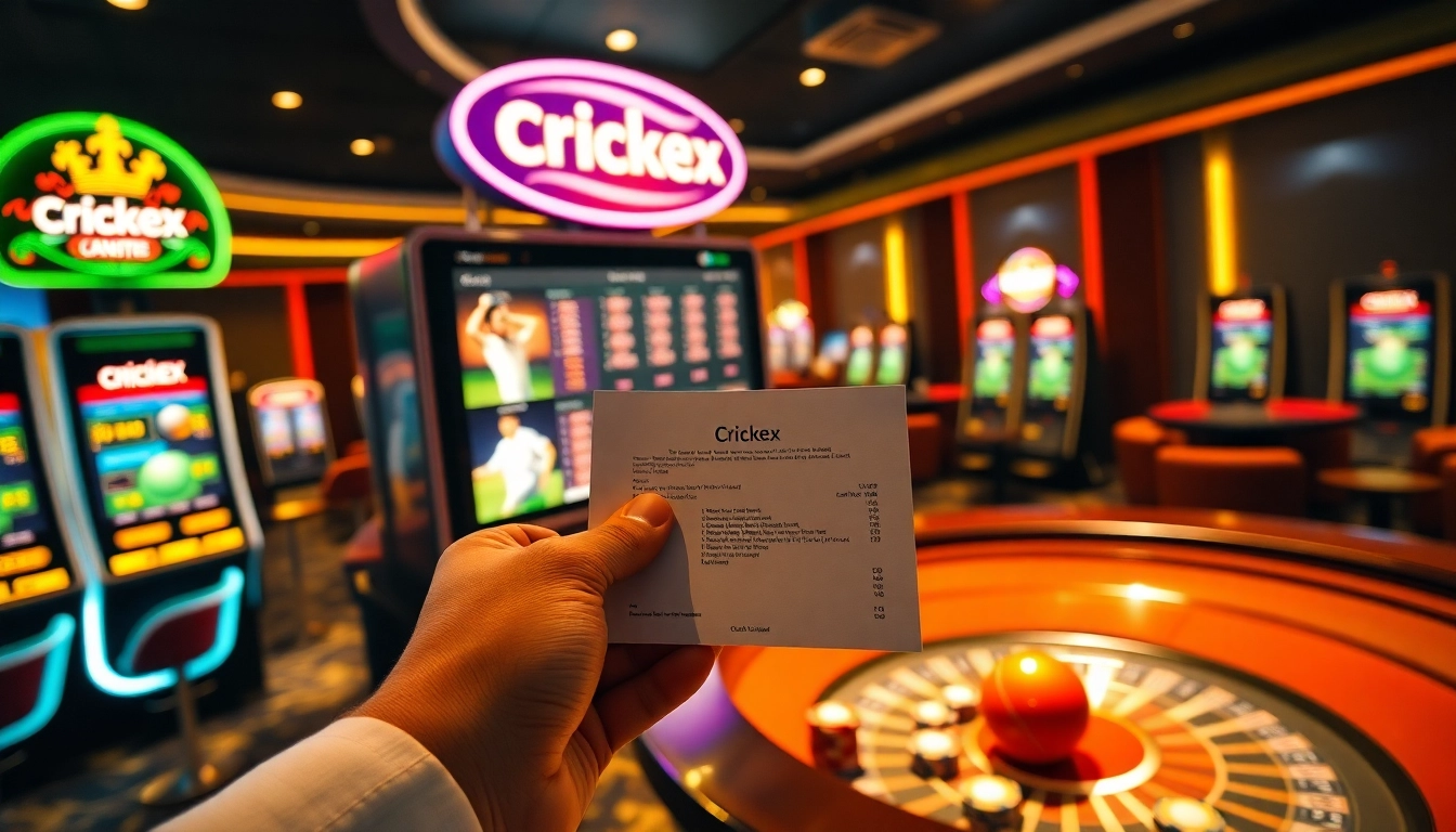 Experience thrilling cricket betting with Crickex at a vibrant casino setting.