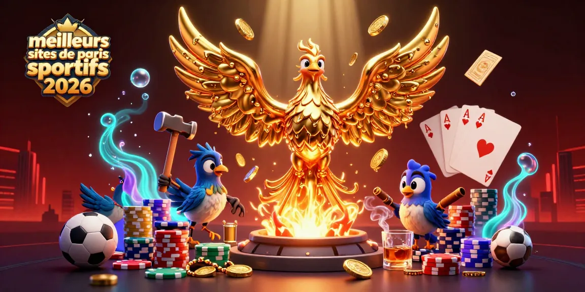 Pariez sur les meilleurs sites de paris sportifs 2026 avec un phoenix doré et des éléments de jeu captivants.