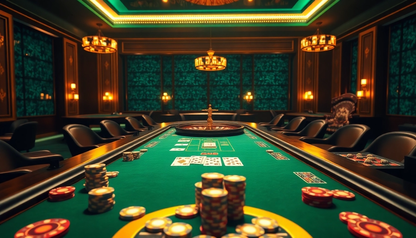 Experience the excitement of online gaming at Trang chủ xin88 with vibrant poker chips and elegant casino tables.