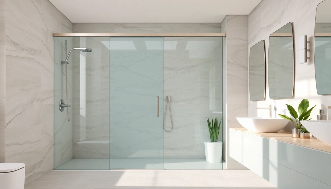 Show shower sliding doors beautifully installed in a modern bathroom, highlighting clarity and elegance.