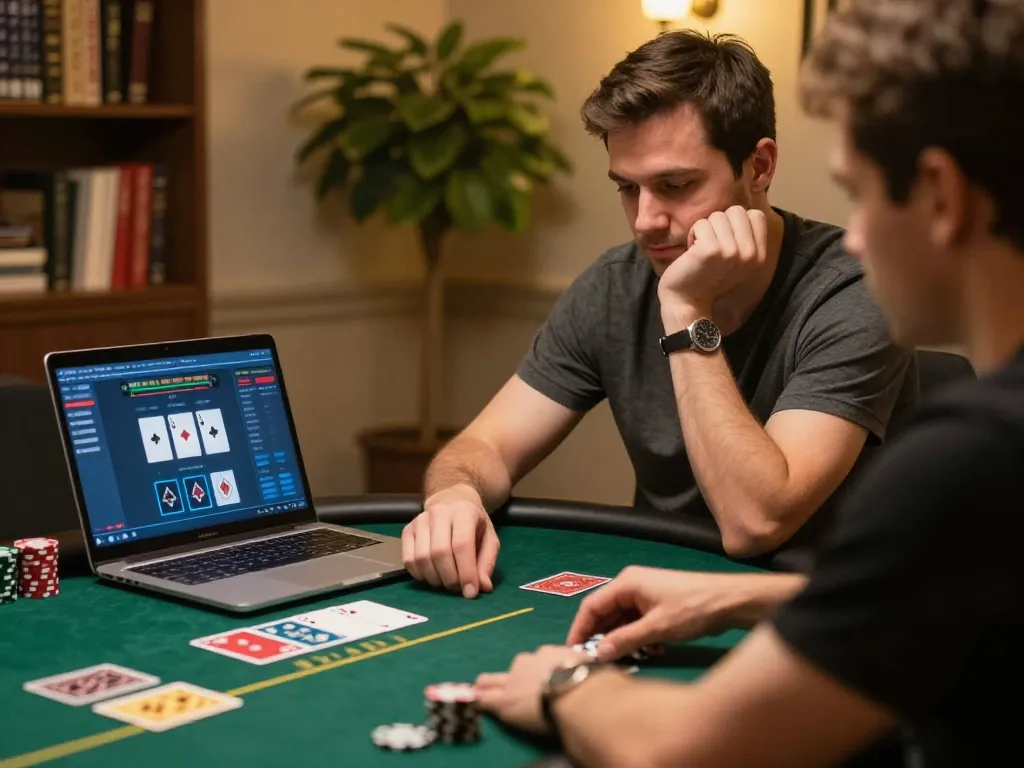 88i player focusing on online poker strategy in a cozy gaming environment.
