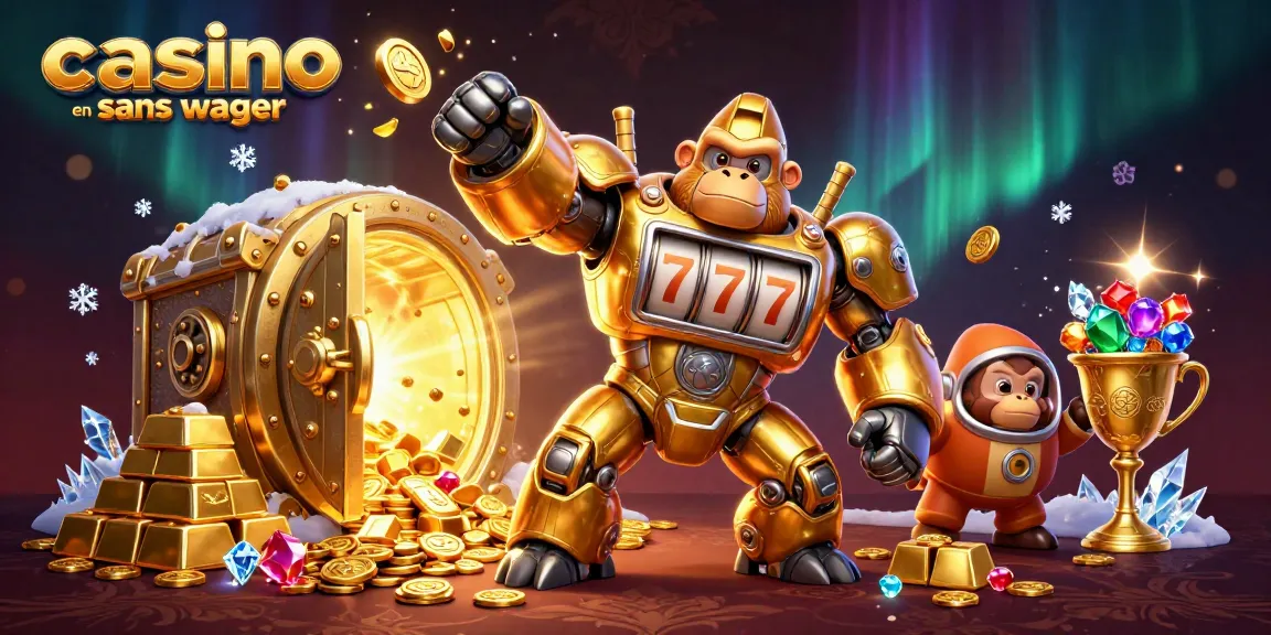 Découvrez le fonctionnement d'un casino en ligne sans wager avec un gorilla mech et des trésors.