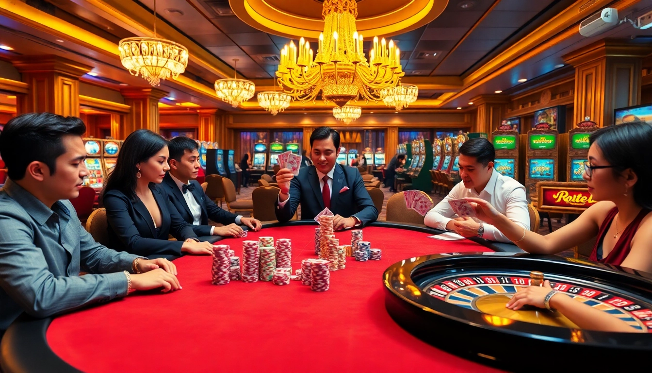 High-stakes poker action at i9bet's luxurious casino table with vibrant ambiance.