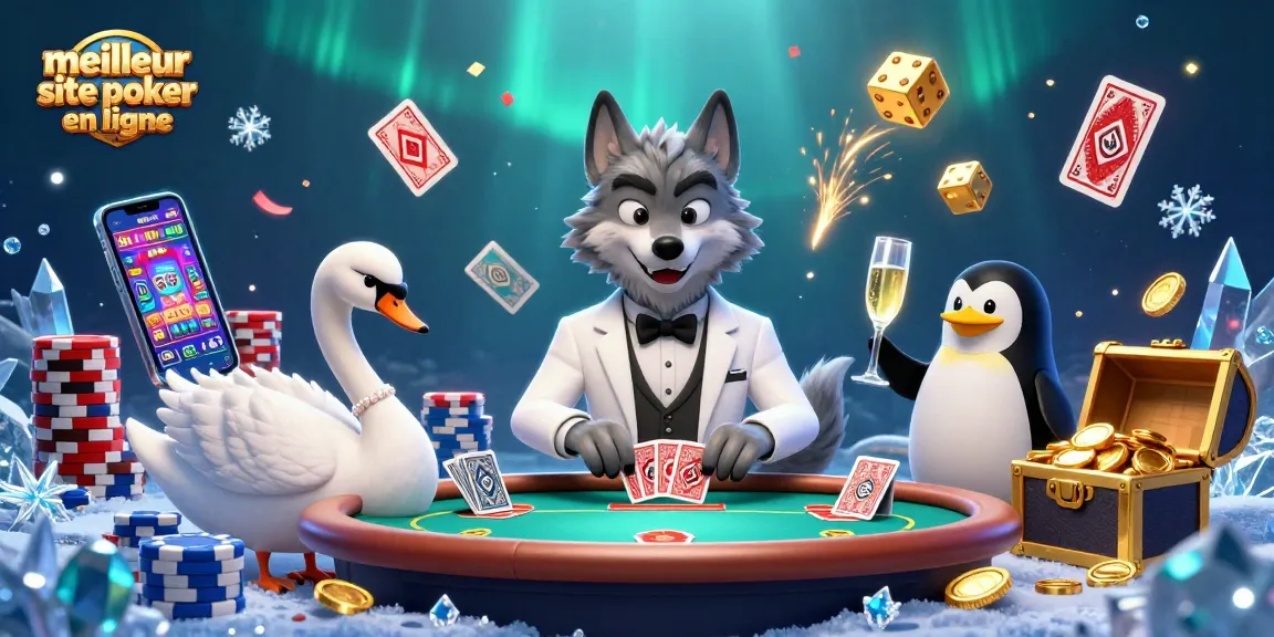 Jouer et gagner sur le meilleur site de poker en ligne dans une scène dynamique de poker avec personnages