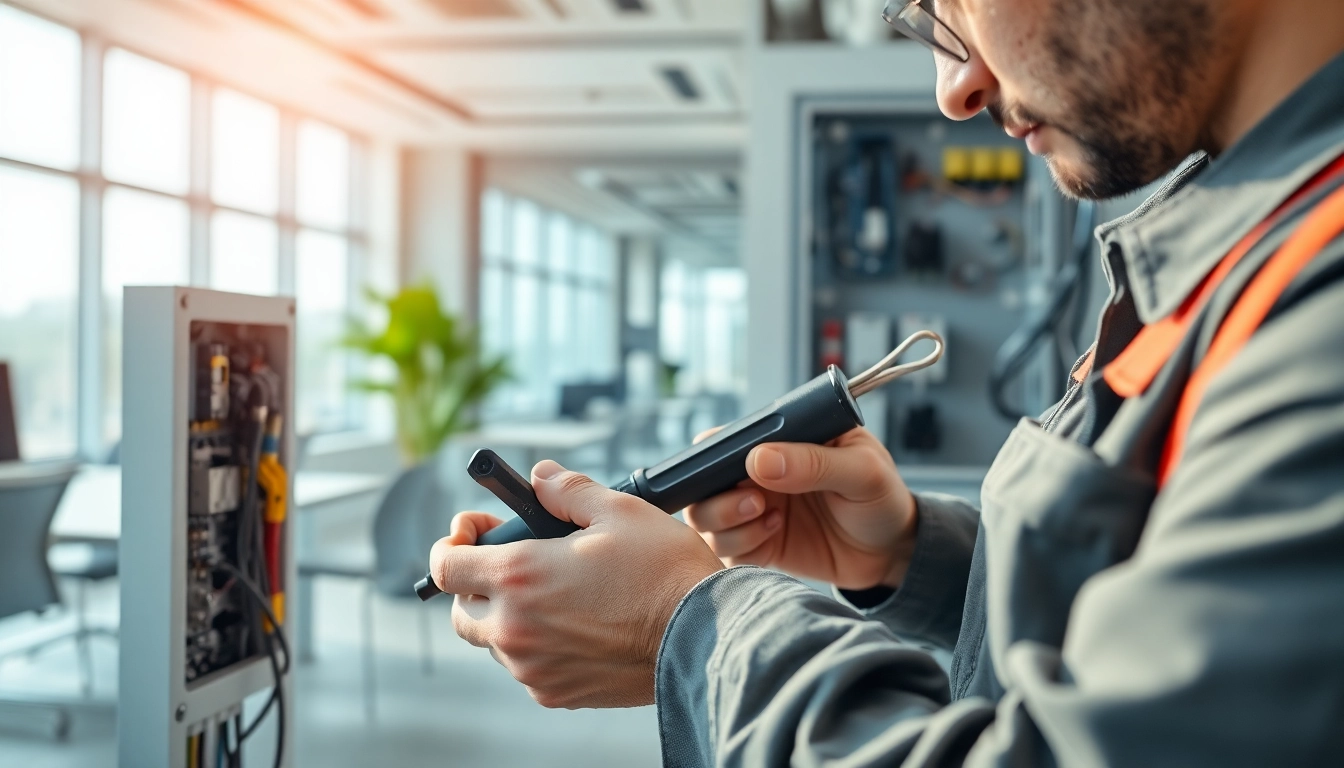 Enhance commercial electrical maintenance with expert technician inspecting equipment.