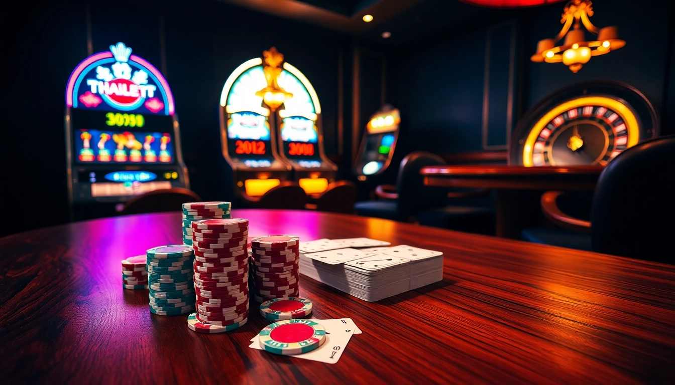 Experience the excitement at thabet casino with luxurious poker tables and vibrant slot machines.