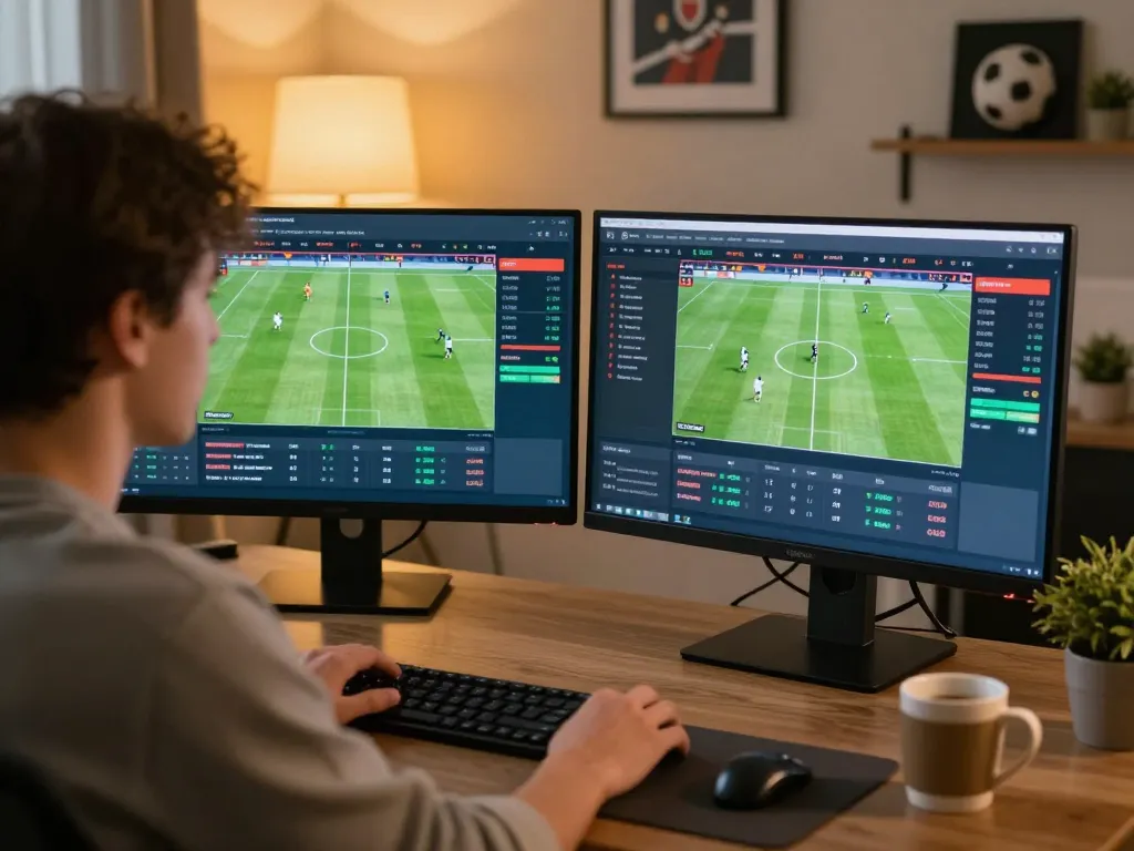 Engaged user placing bets on 32win sports app during live football events with detailed odds.