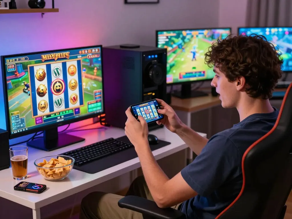 Dynamic online gaming experience at home with mantra88 mobile interface, highlighting excitement and engagement in gaming.