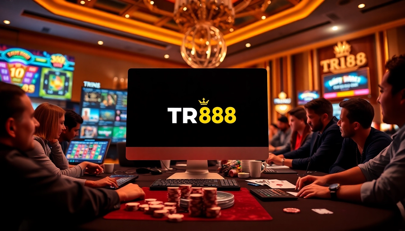 TR88 online casino gaming setup showcasing diverse players enjoying various games.