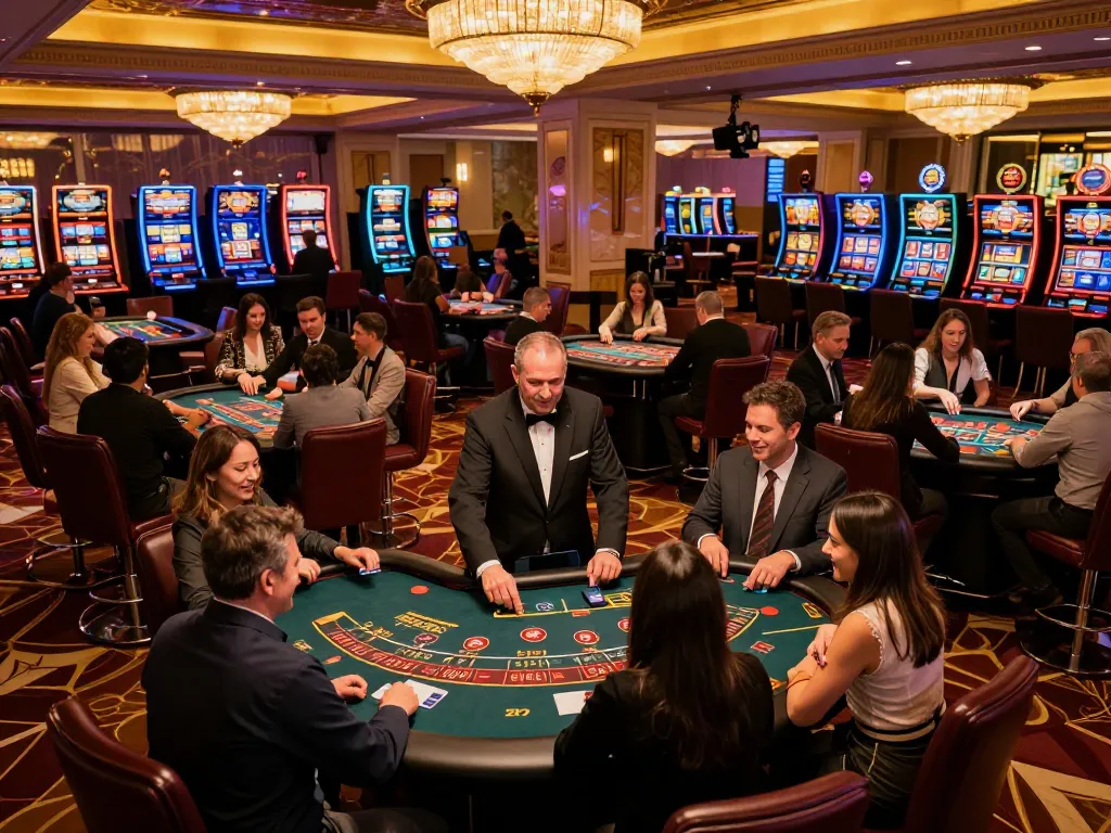 Members at DH88 enjoying an engaging casino experience with lively games and elegant decor.