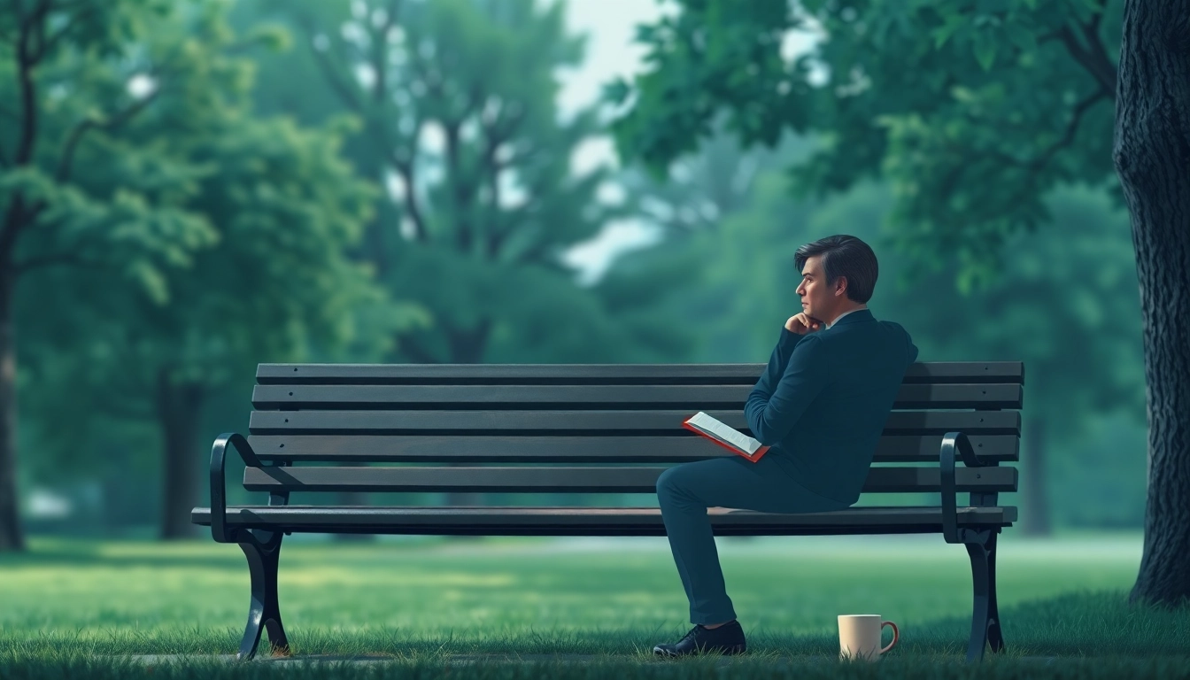 A person reflecting on depression symptoms while sitting on a park bench.