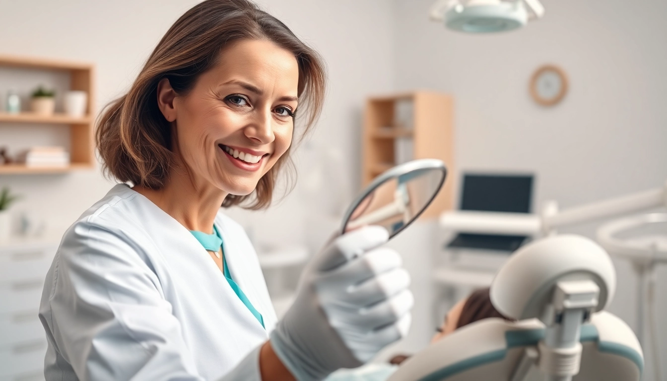 Dentist providing care in a modern clinic, showcasing professionalism and trust.