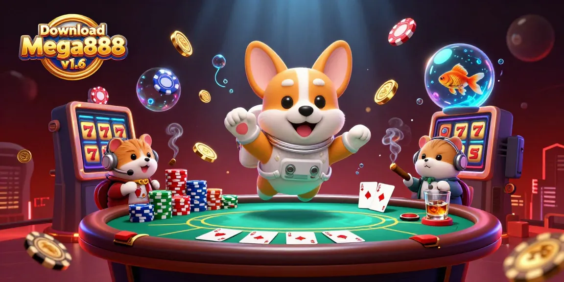 Experience the excitement of casino gaming with download mega888 v1.6, featuring dynamic slot machines and vibrant characters.
