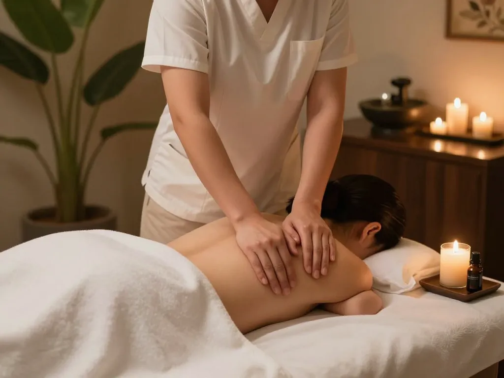Relaxing 삼성동마사지 therapy session in a tranquil spa setting.