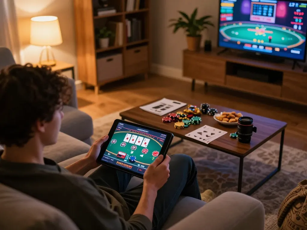 Engaging online casino gameplay on a tablet, showcasing the 789win com experience and strategic play.
