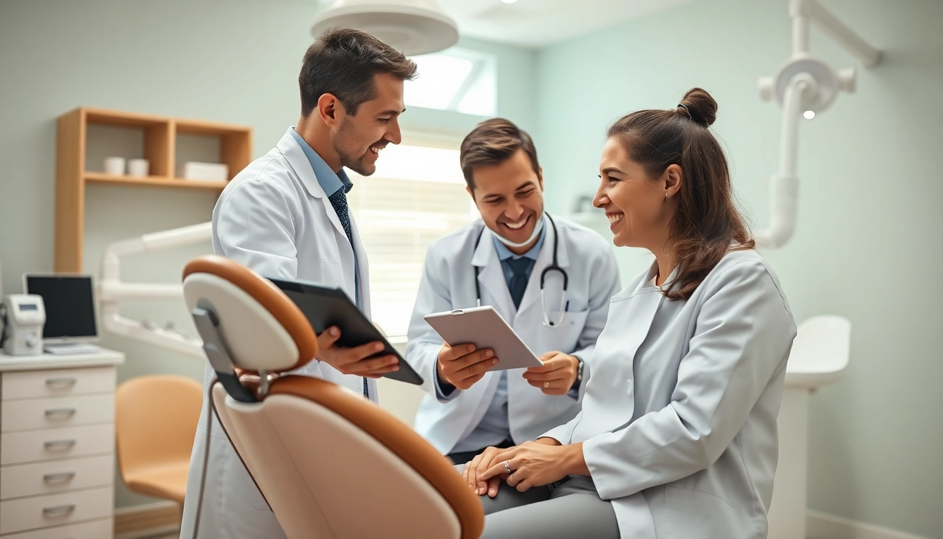 Experienced north edmonton orthodontist conducting a patient consultation in a bright, modern clinic.