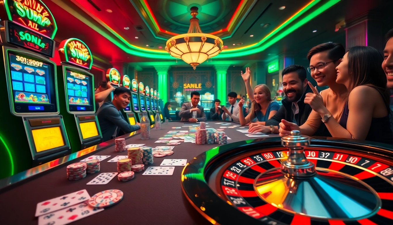 Players enjoying immersive gambling experiences at SumClub's modern casino.