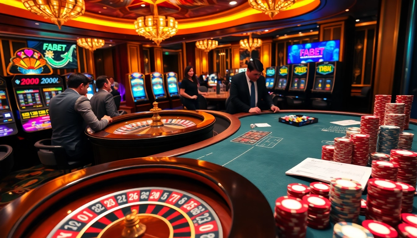 Experience thrilling bets at FABET | An exciting gambling scene with vibrant roulette and big wins.