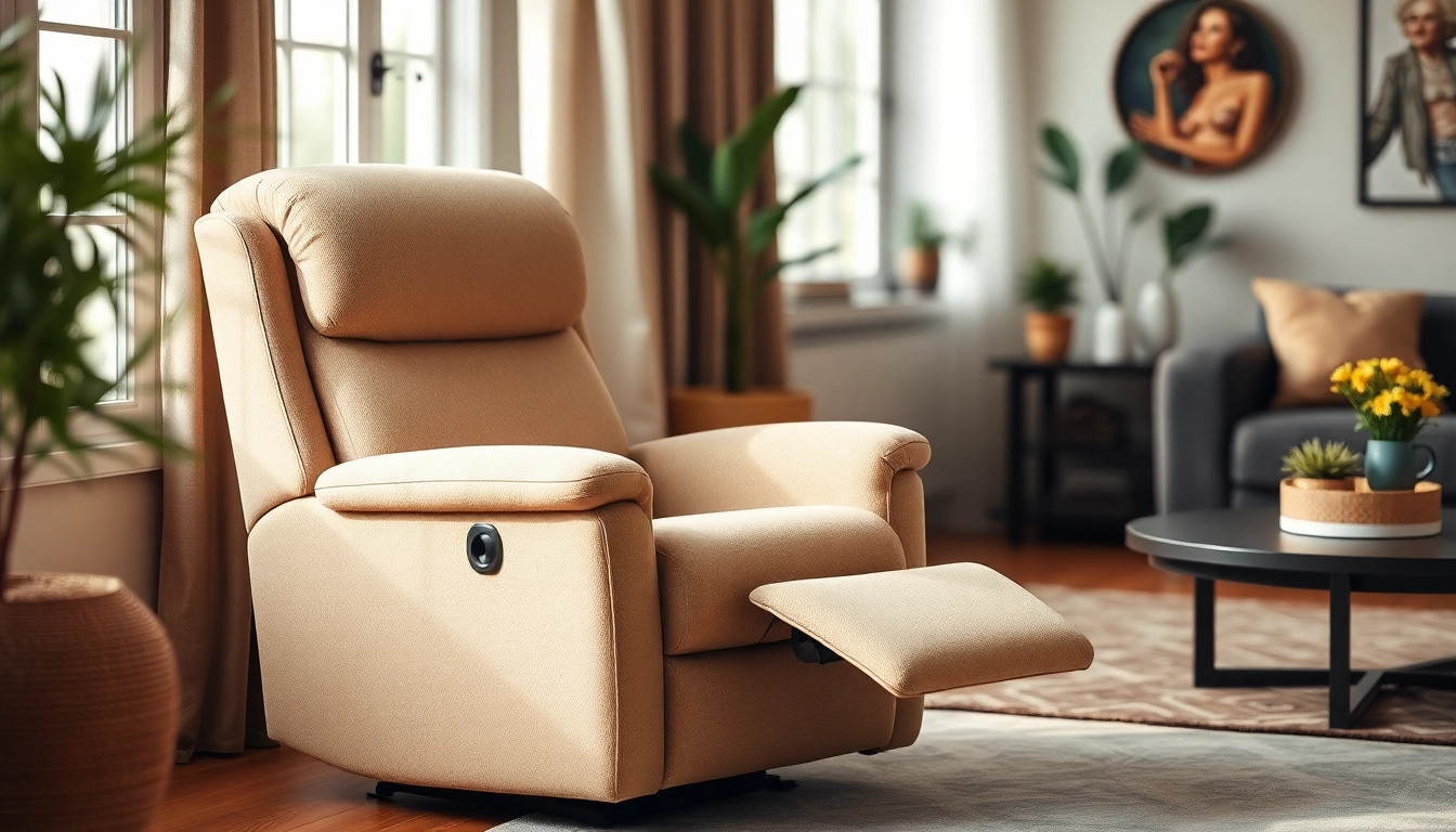 Cozy heated lift chair inviting relaxation and comfort in a stylish living room.