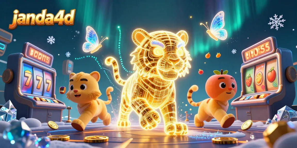 JANDA4D menghadirkan slot gacor dengan tiger neon-wireframe dan elemen kasino digital yang memukau.