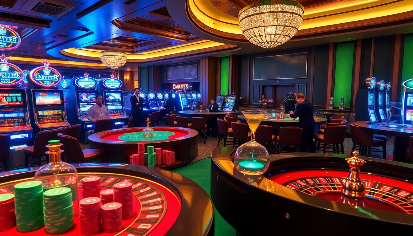 SODO casino scene with luxurious tables, vibrant poker chips, and thrilling slot machines.