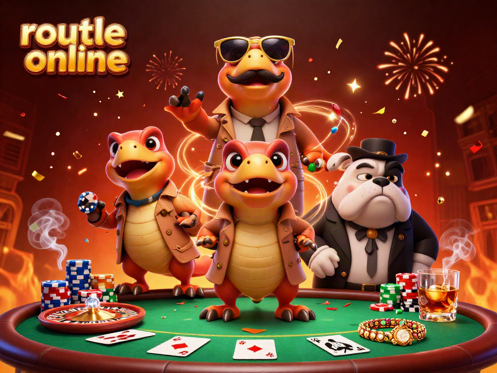 Enjoy the thrill of roulette online with playful raptors in a VIP casino scene.