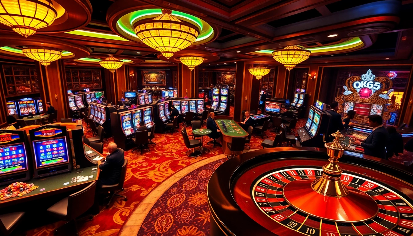 Experience the luxury of OK365 online gambling with vibrant tables, chips, and engaging gameplay.