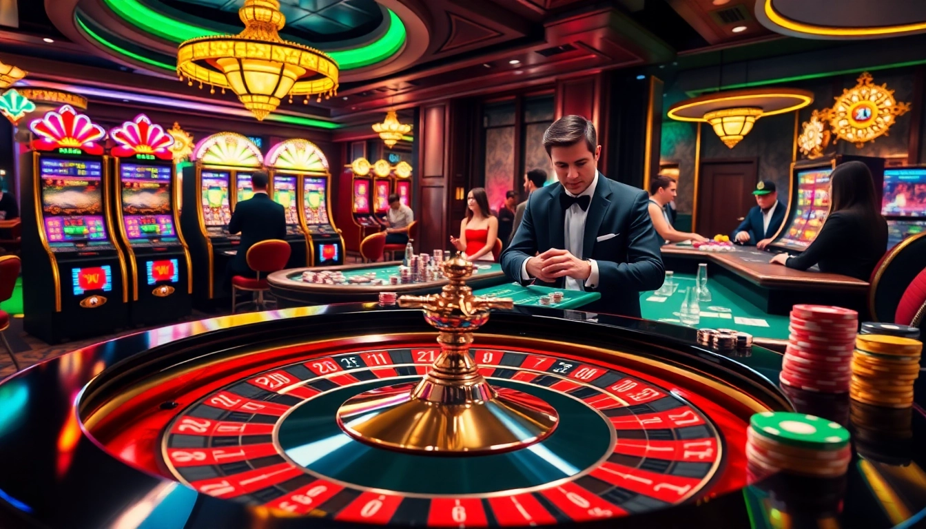 Experience thrilling gameplay at Hi88 with vibrant casino tables and elegant slot machines.