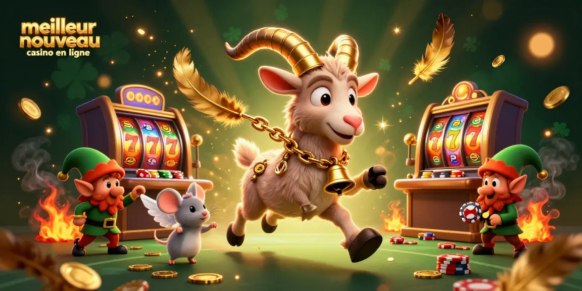 Illustration de casino animé mettant en avant le meilleur nouveau casino en ligne avec des personnages ludiques et des éléments de jeu captivants.