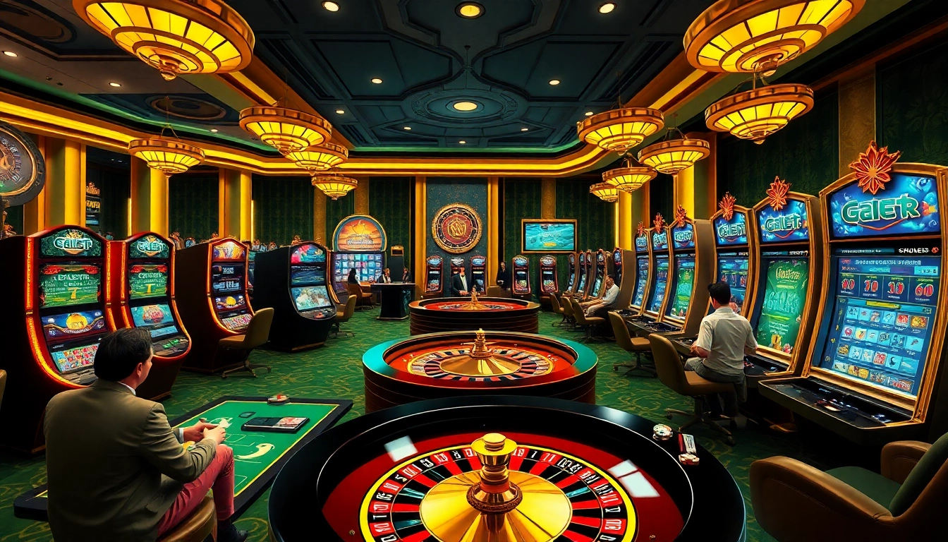Experience the excitement of uu88 bet with players engaged at luxury casino tables and vibrant slot machines.